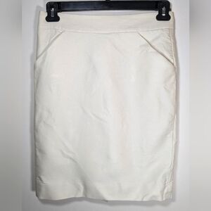 J. Crew The Pencil Skirt 100% Cotton Cream Color Two Pockets Size 4
